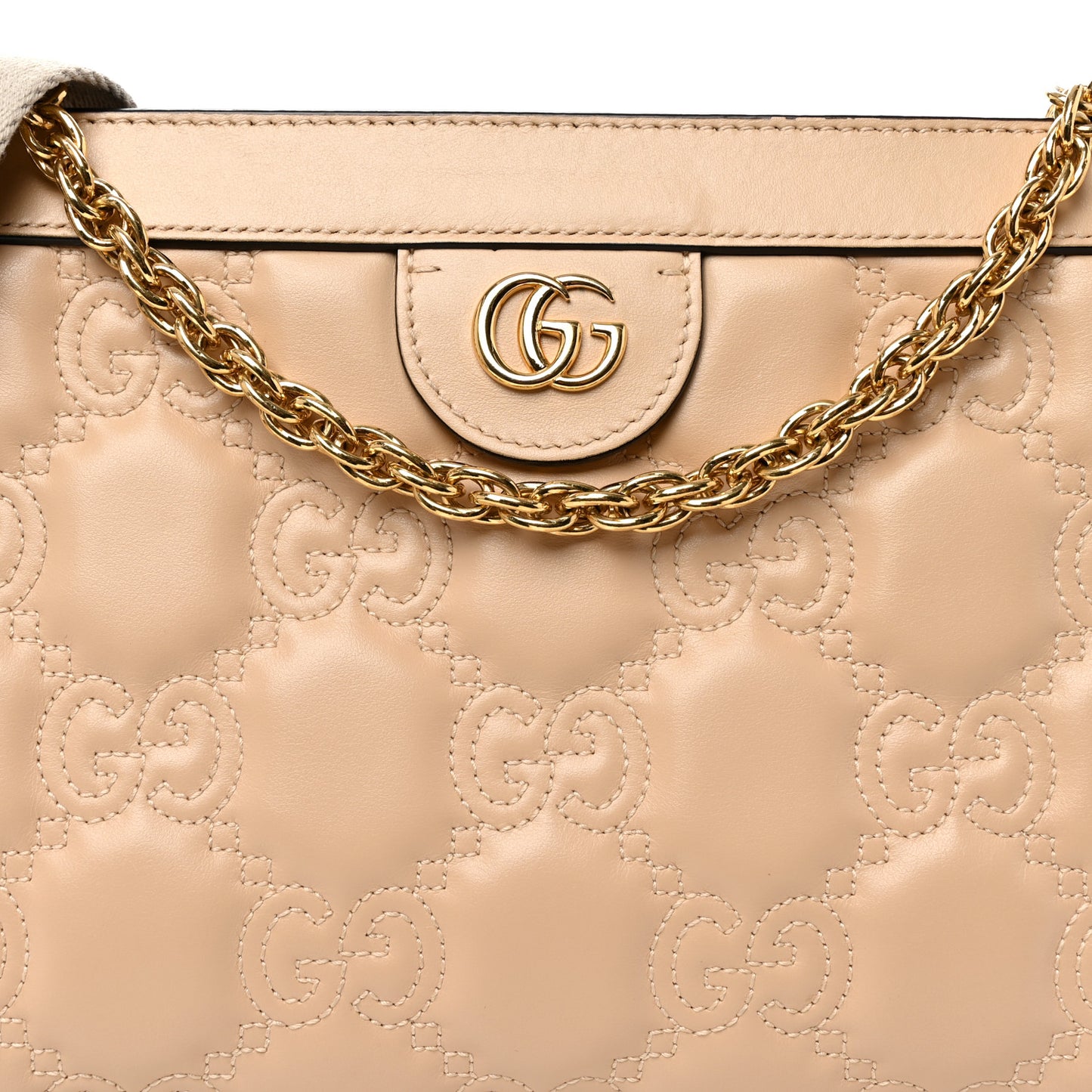 Calfskin GG Matelasse Small Slim Chain Shoulder Bag Naturale