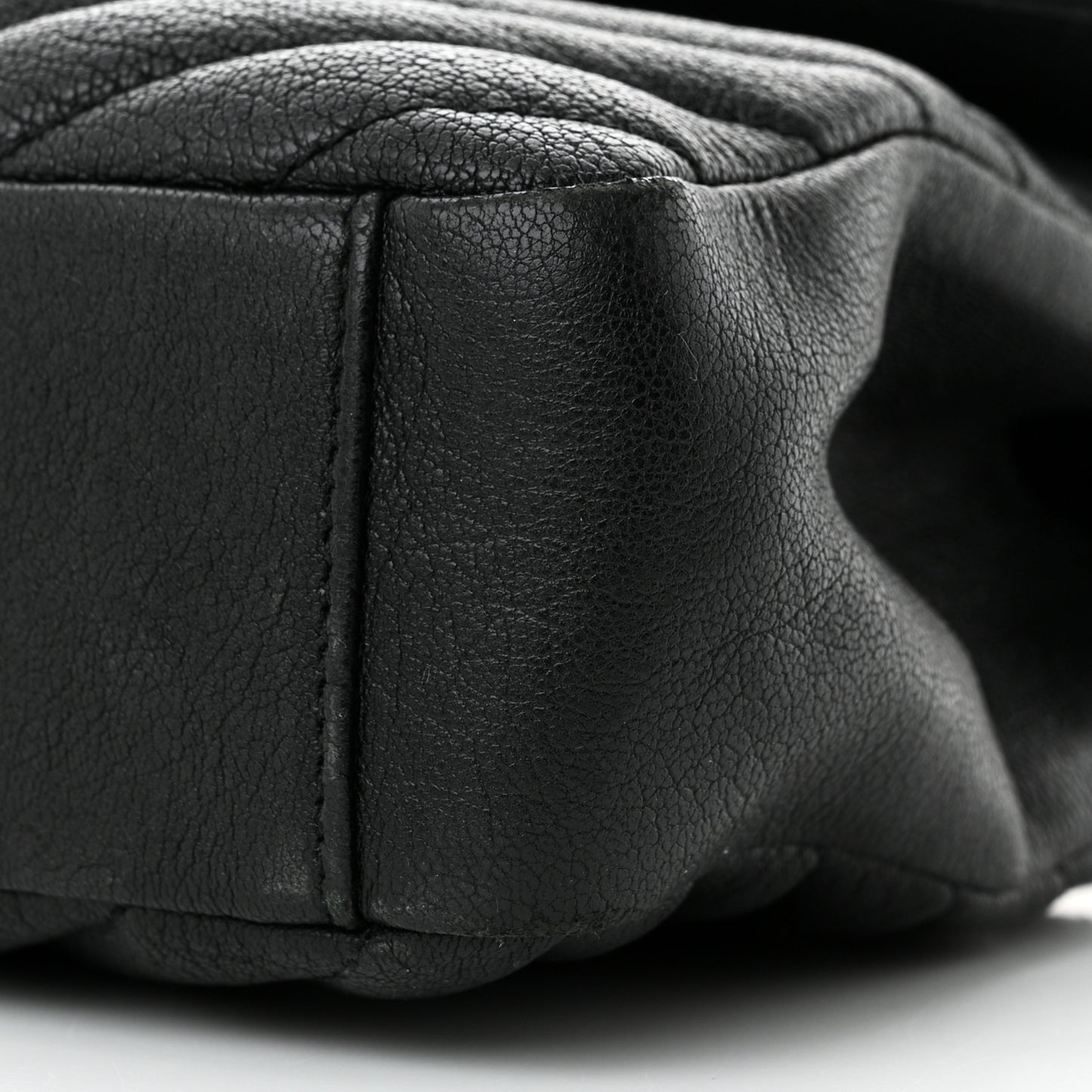 Sheepskin Matelasse Chevron Monogram Medium College Bag Black