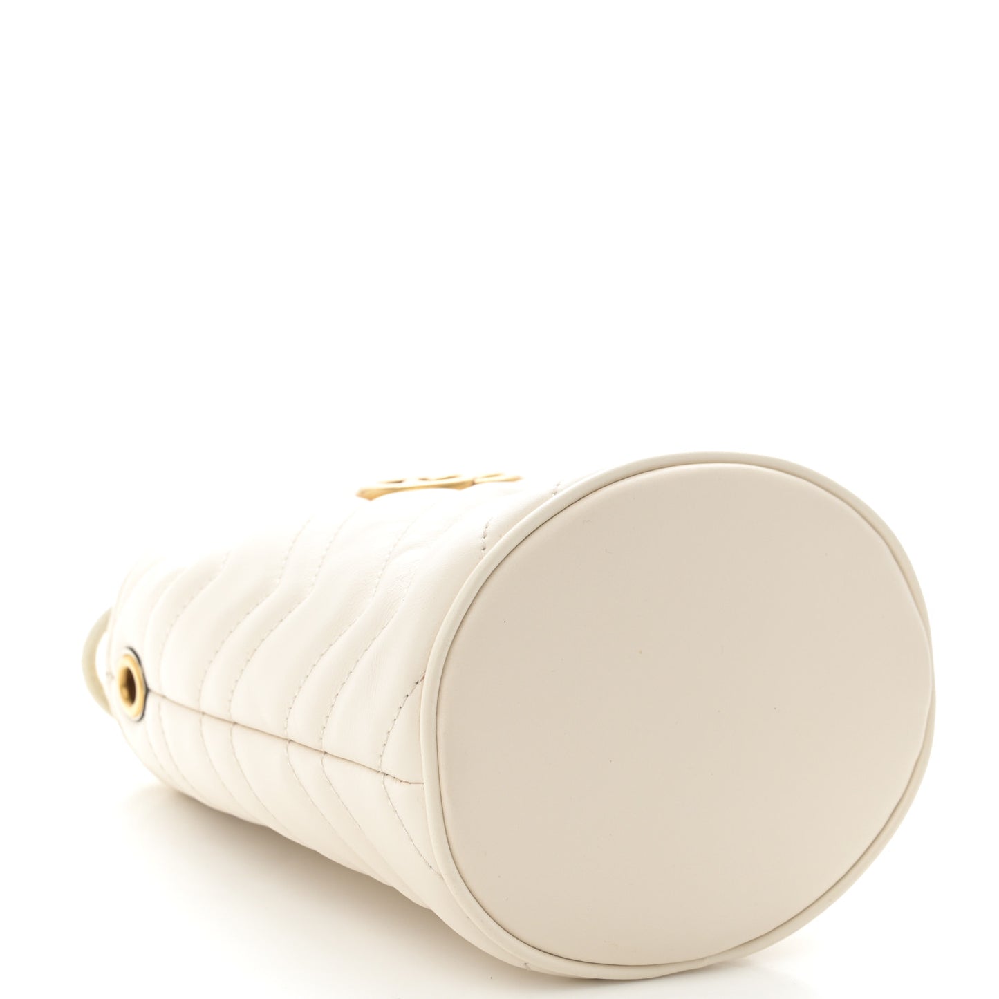 Calfskin Matelasse Mini GG Marmont 2.0 Bucket Bag White