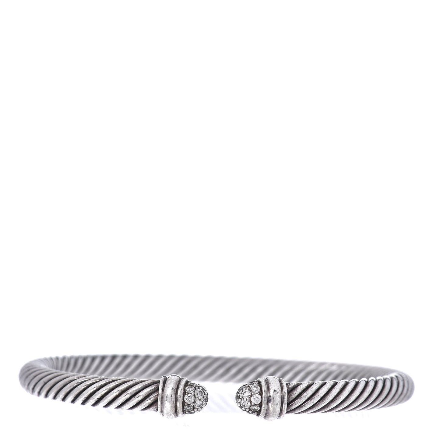 Sterling Silver Pave Diamond 5mm Cable Classics Bracelet