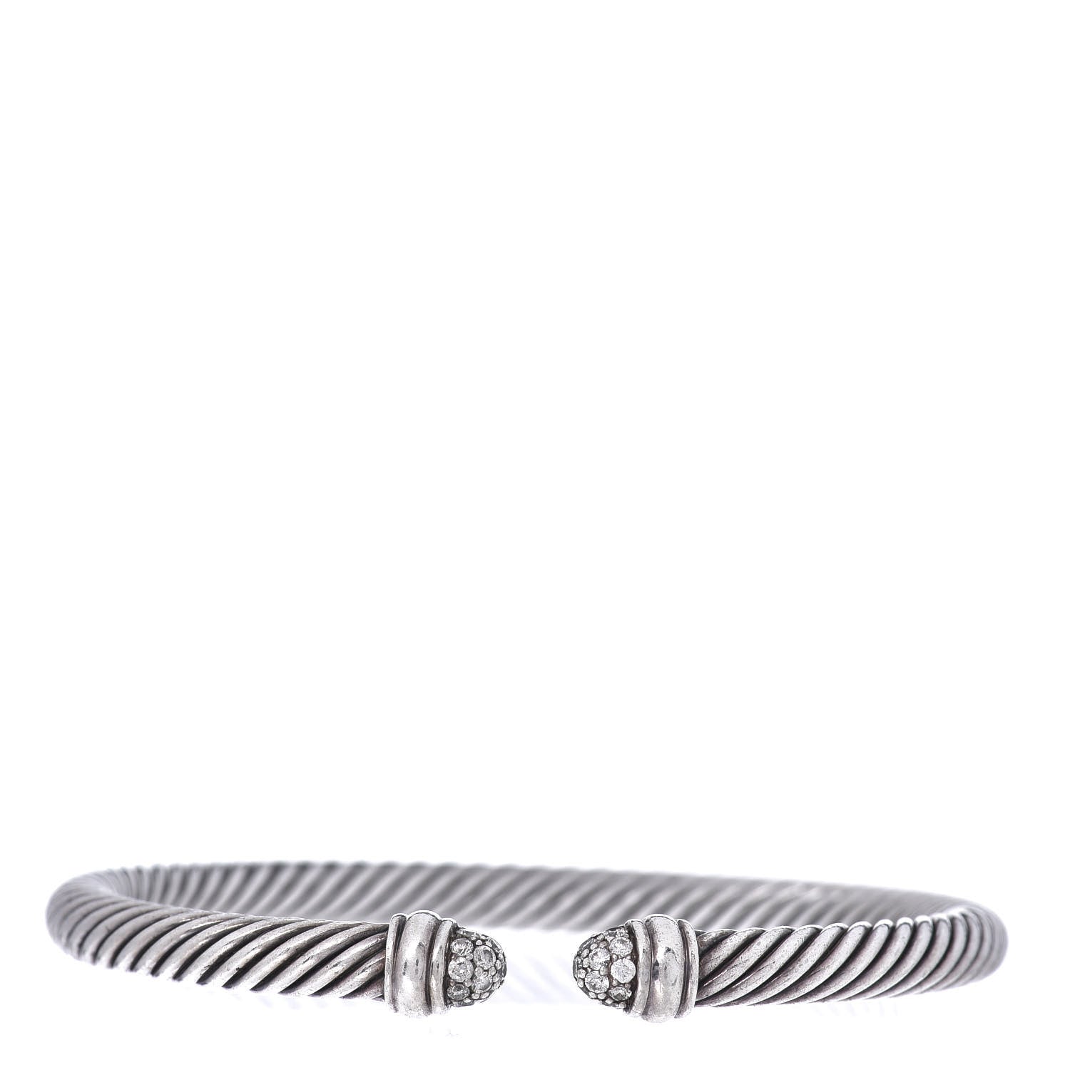 David Yurman Sterling Silver Pave Diamond 5mm Cable Classics Bracelet 1 of 4