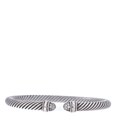 David Yurman Sterling Silver Pave Diamond 5mm Cable Classics Bracelet 1 of 4