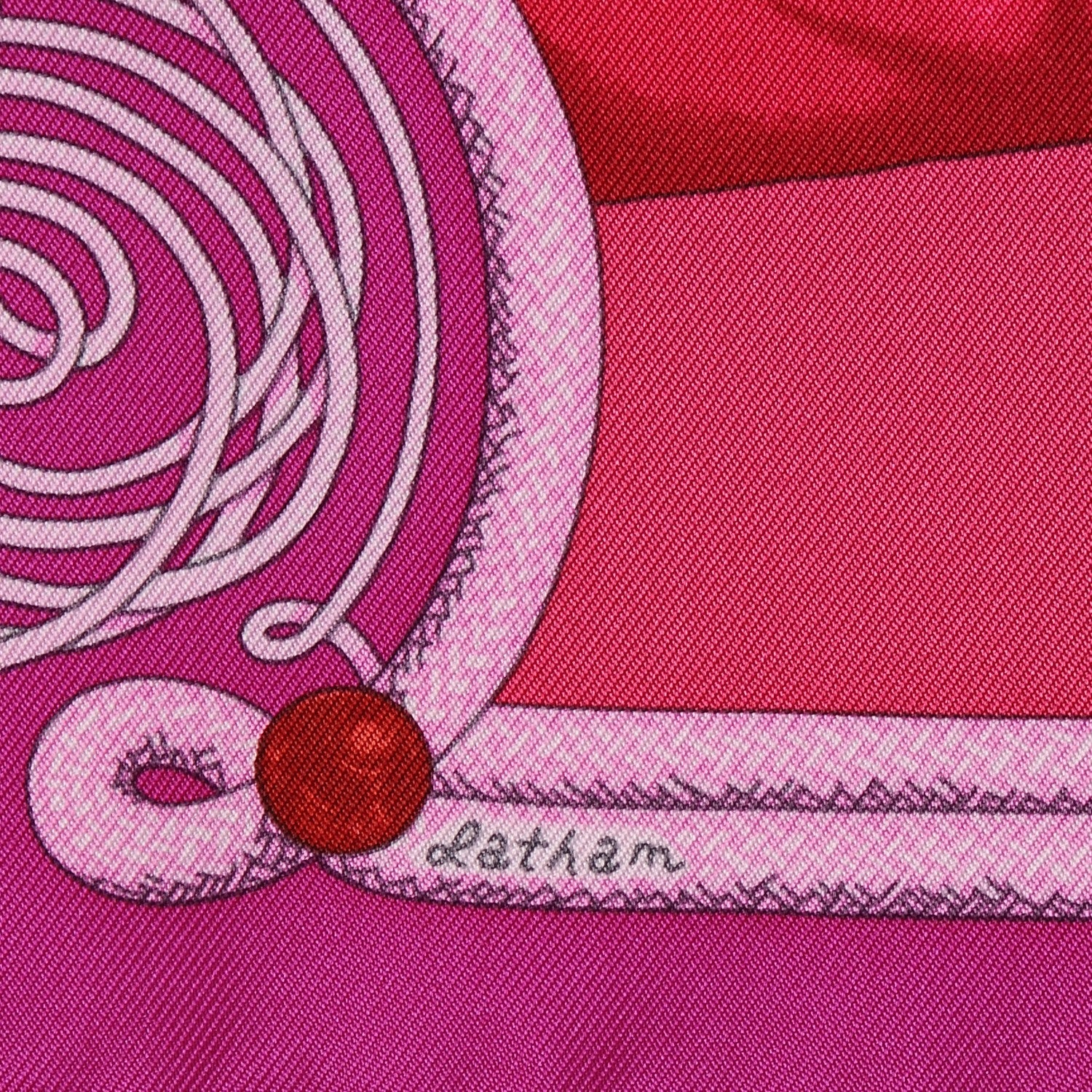 Hermes Silk Brandebourgs Pocket Square Scarf Rose Fuchsia Mauve 3 of 7