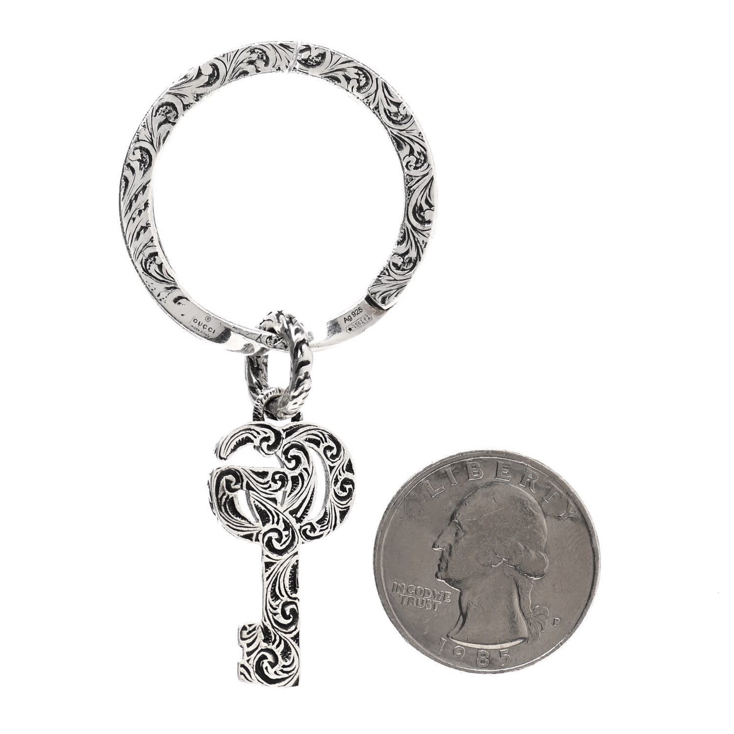 Metal GG Marmont Key Chain Silver