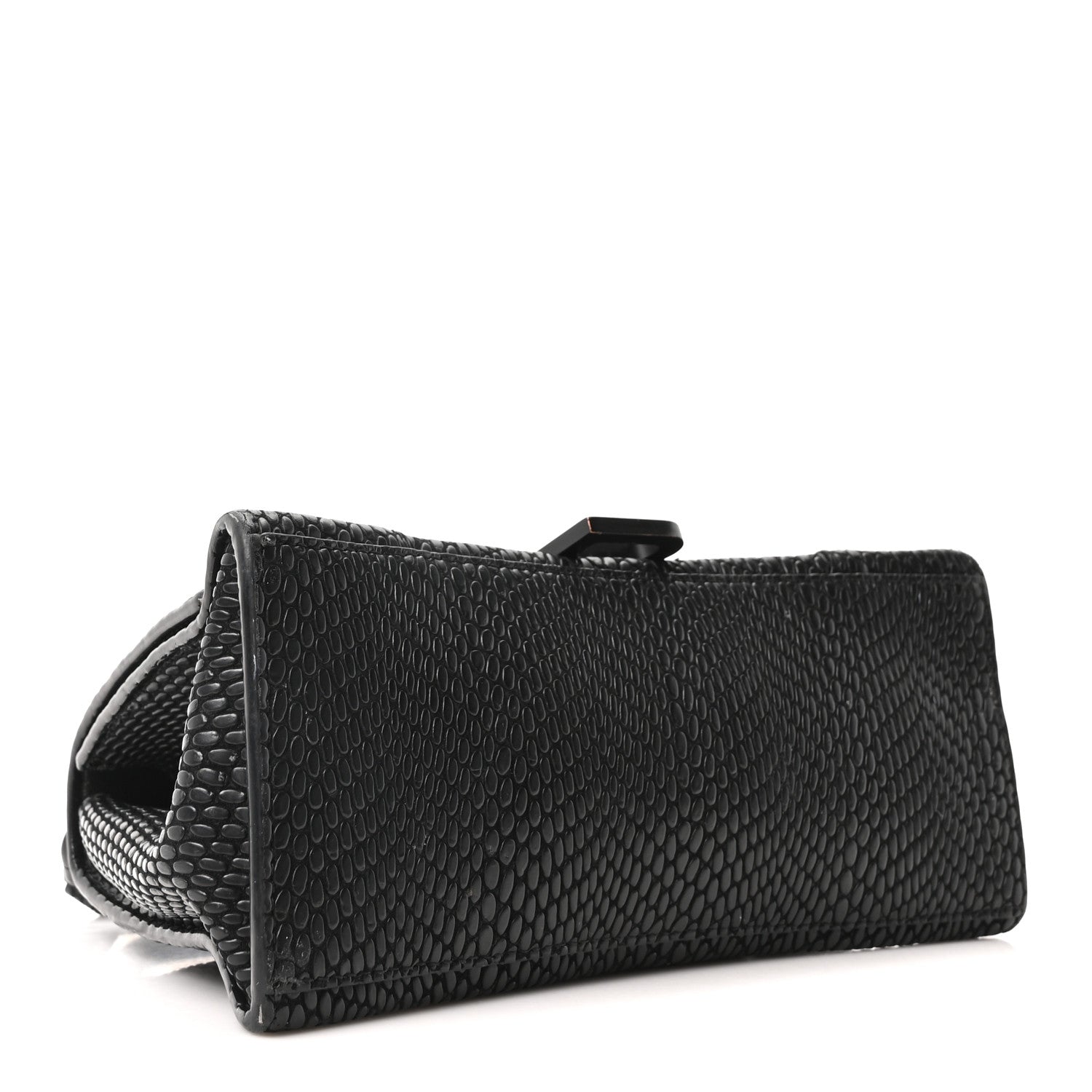 Balenciaga Matte Calfskin Snake Embossed Tonal B Small Hourglass Top Handle Bag Black 6 of 19