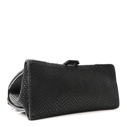 Balenciaga Matte Calfskin Snake Embossed Tonal B Small Hourglass Top Handle Bag Black 6 of 19