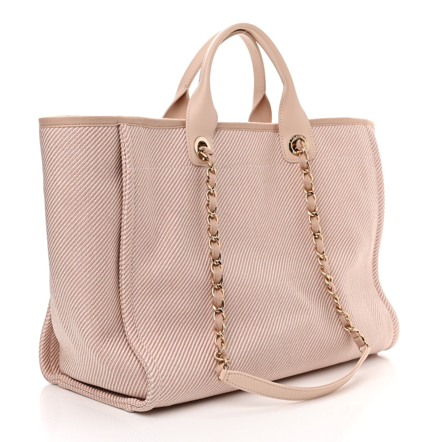 Mixed Fibers Calfskin Medium Deauville Tote Beige