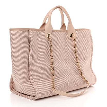 Chanel Mixed Fibers Calfskin Medium Deauville Tote Beige 3 of 10