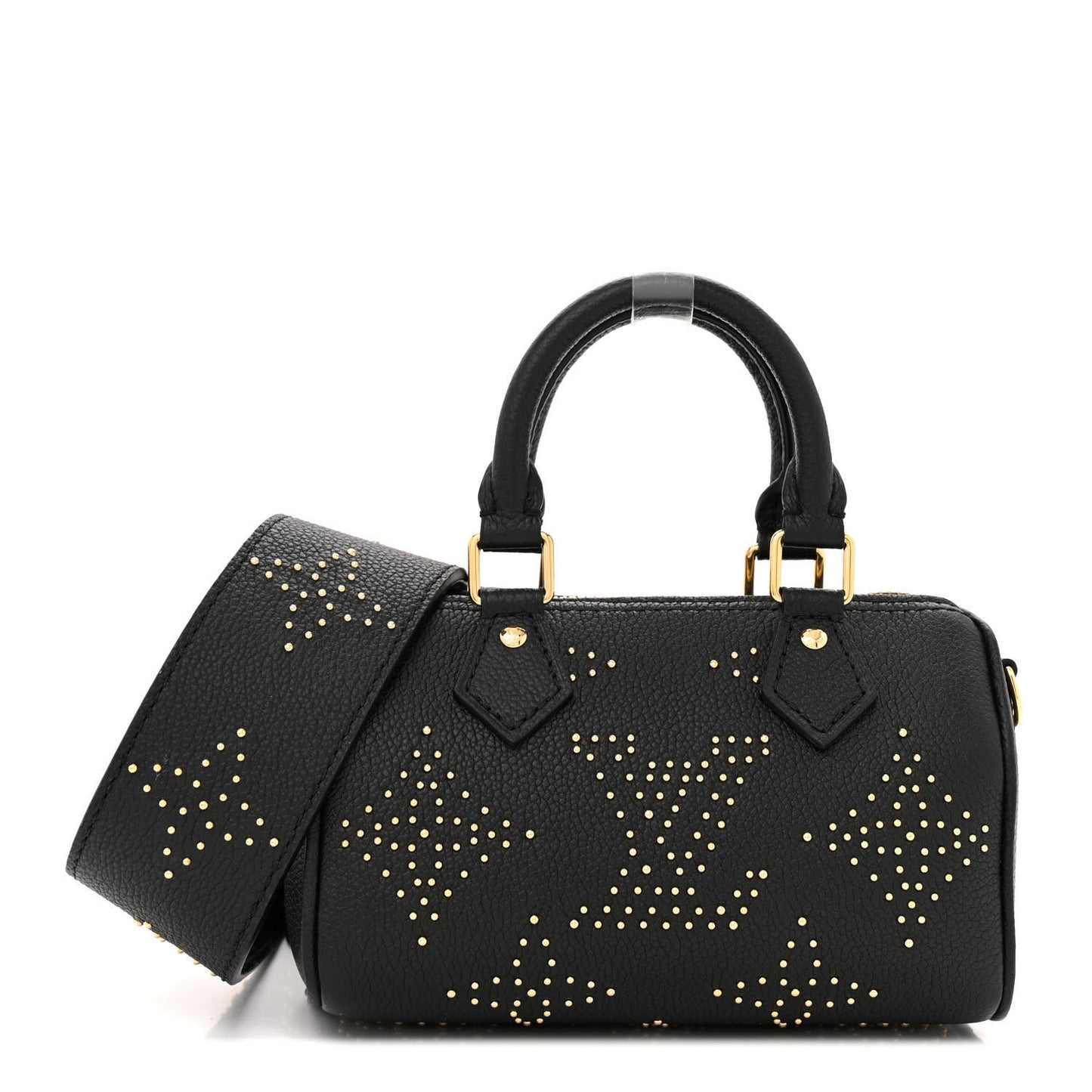 Grained Calfskin Studded Monogram Giant Nano Speedy Black