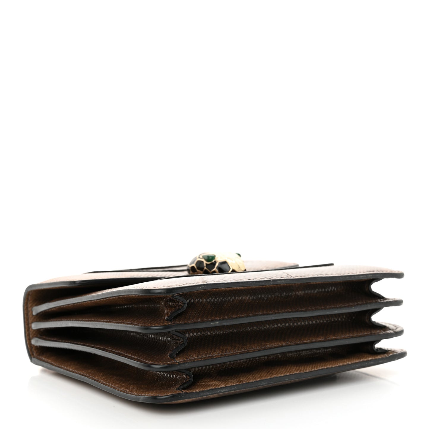 Shiny Karung Serpenti Forever Top Handle Brown