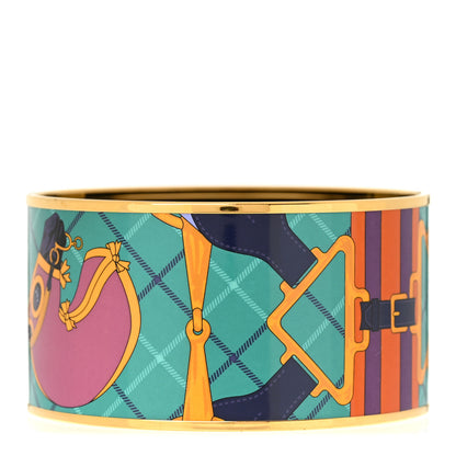 Hermes Enamel Printed Extra Wide Tatersale Bracelet 70 Vie D Artiste 3 of 6