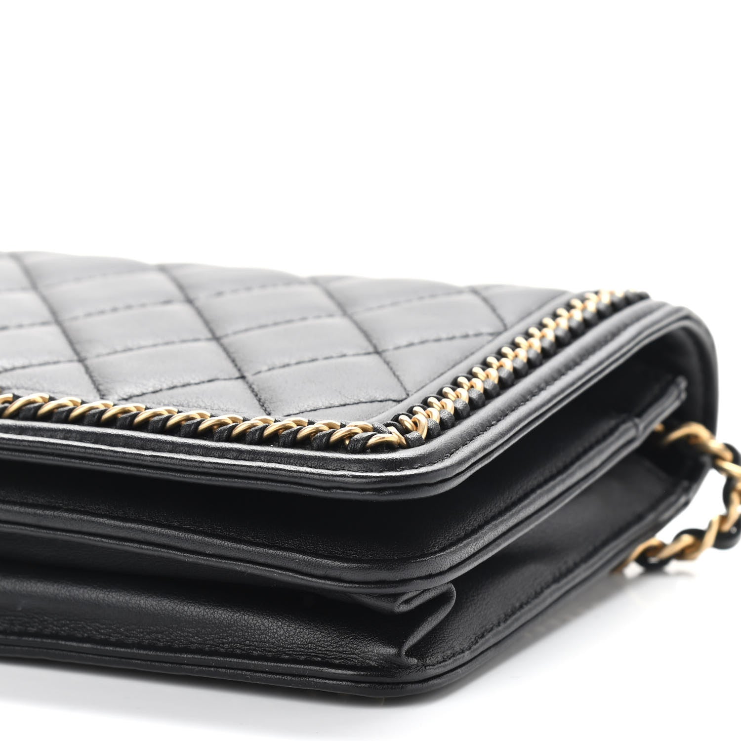 Chanel Calfskin Quilted Chain Around Boy Wallet On Chain WOC Black 9 of 11