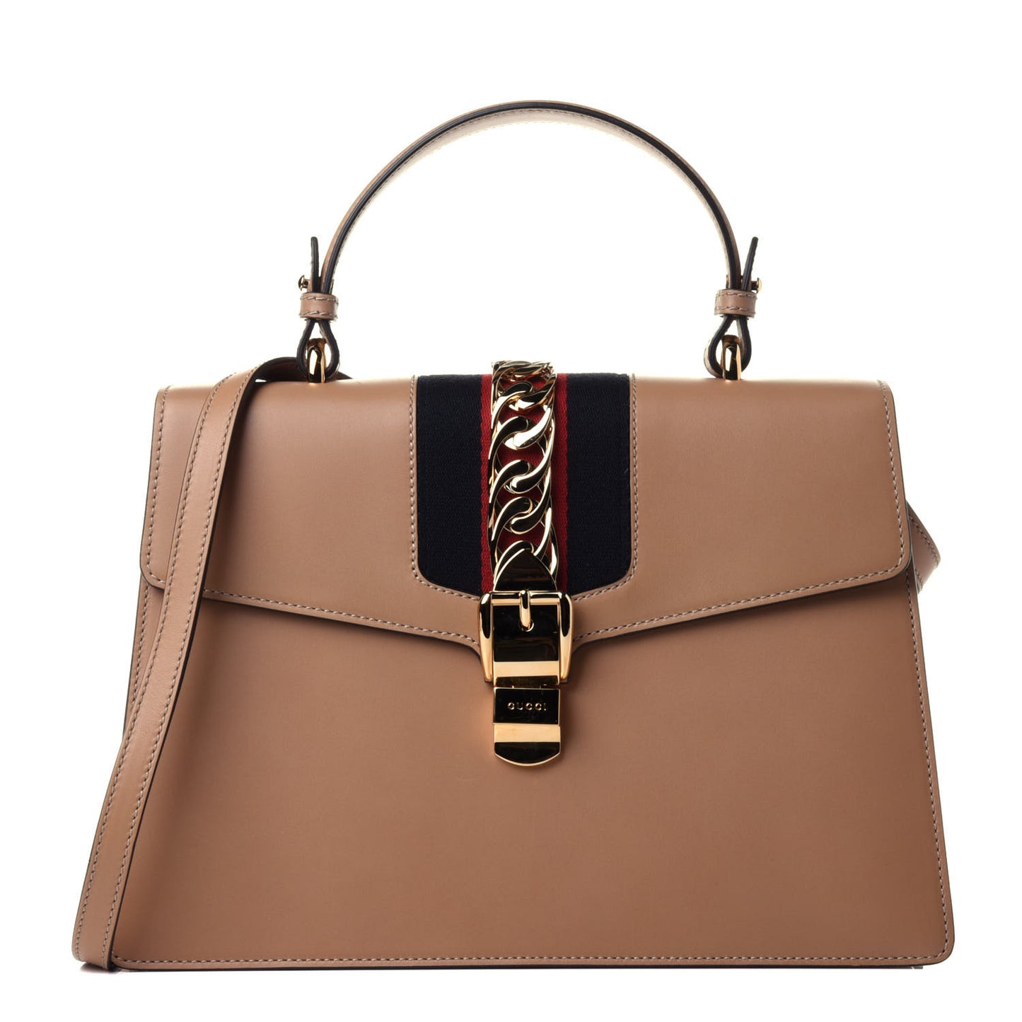 Vitello Fontanella Medium Sylvie Top Handle Bag Camel