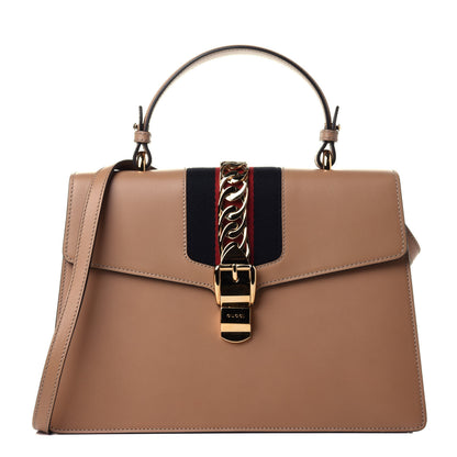 Gucci Vitello Fontanella Medium Sylvie Top Handle Bag Camel 1 of 4