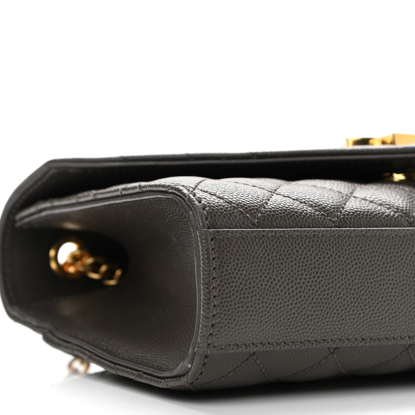 Grain De Poudre Textured Mixed Matelasse Triquilt Small Monogram Satchel Pebble