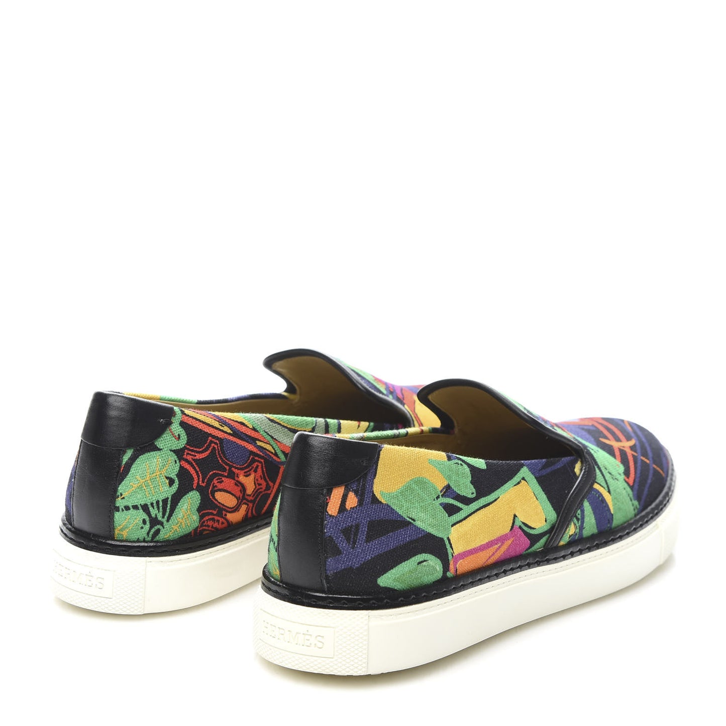 Cotton Canvas Tropical Modernisme Slip On Sneakers 40 Black Multicolor