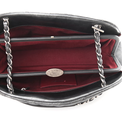 Chanel Aged Calfskin Quilted Medium Just Mademoiselle Bowling Bag Grey 4 of 11