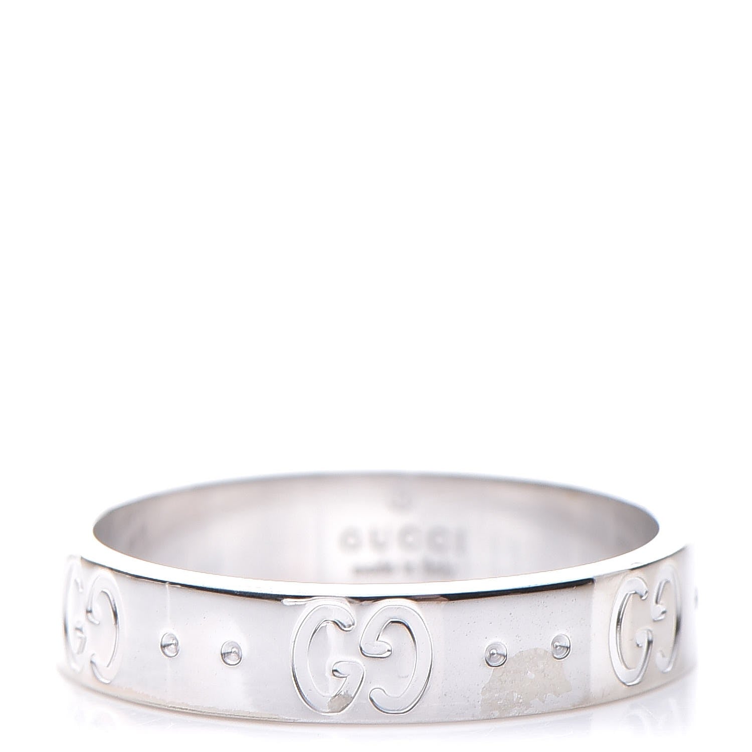 Gucci 18K White Gold 4mm Icon Thin Band Ring 53.1 6.5 1 of 5