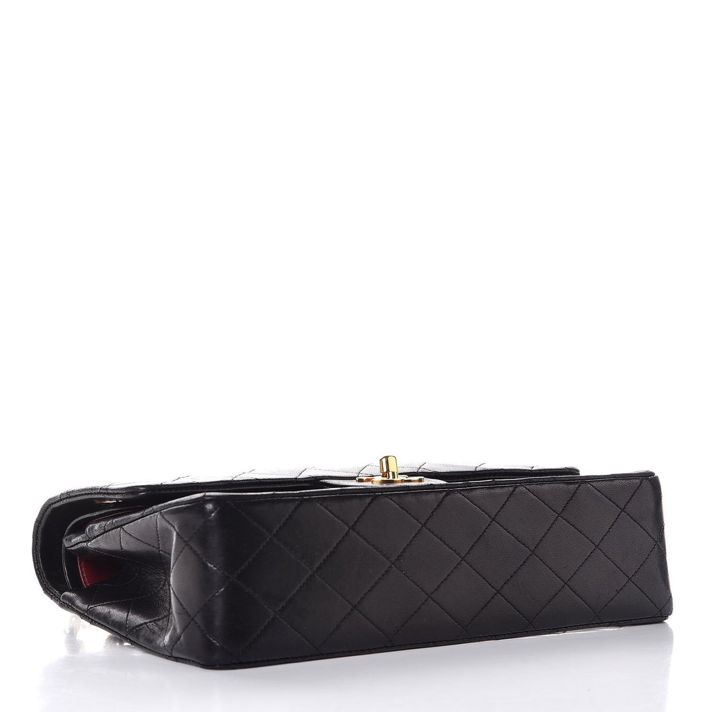 Lambskin Quilted Medium Double Flap Black