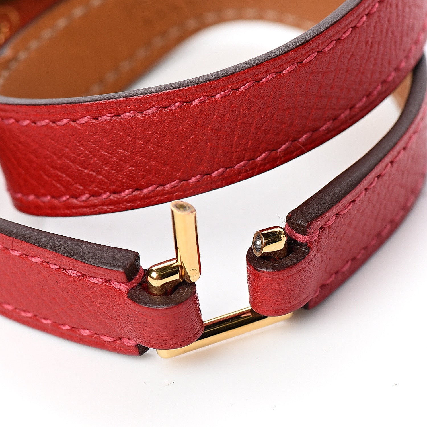 Hermes Epsom Rivale Double Tour Bracelet XS Rouge Casaque 4 of 6