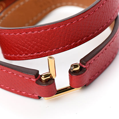 Hermes Epsom Rivale Double Tour Bracelet XS Rouge Casaque 4 of 6