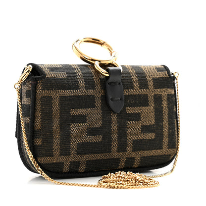 Fendi Fabric Jacquard FF 1974 Nano Baguette Charm Tobacco Moro Black 3 of 11