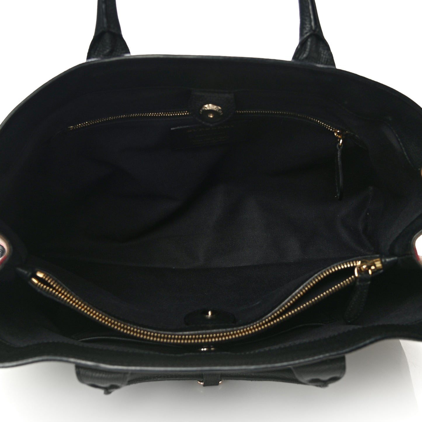 Grainy Calfskin House Check Large Banner Tote Black