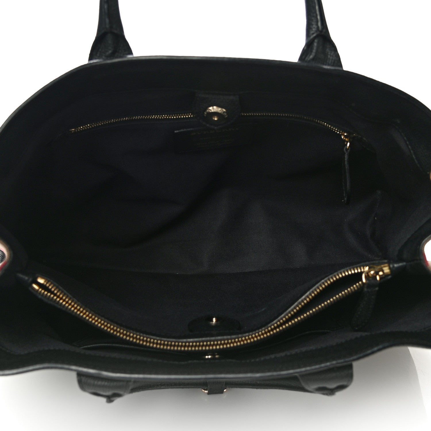 Burberry Grainy Calfskin House Check Large Banner Tote Black 5 of 14