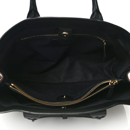 Burberry Grainy Calfskin House Check Large Banner Tote Black 5 of 14