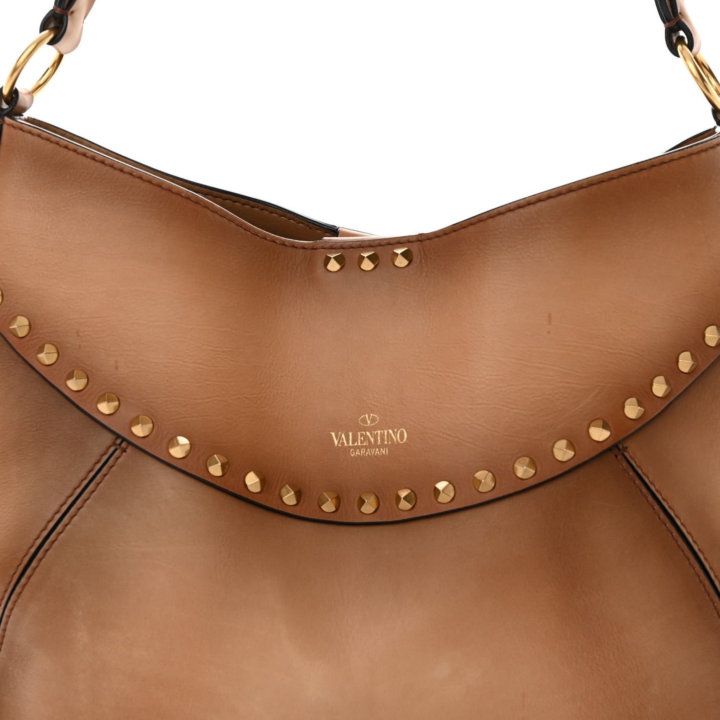 Buffed Calfskin Medium Twinkle Studs Hobo Camel