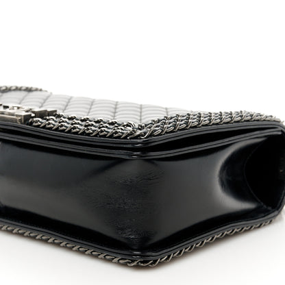 Chanel Glazed Calfskin Quilted New Medium Boy Chained Flap Black 10 of 10