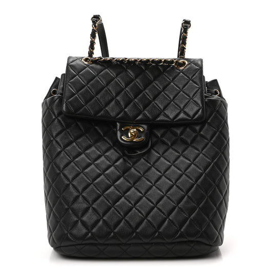 Lambskin Quilted Large Urban Spirit Backpack Black