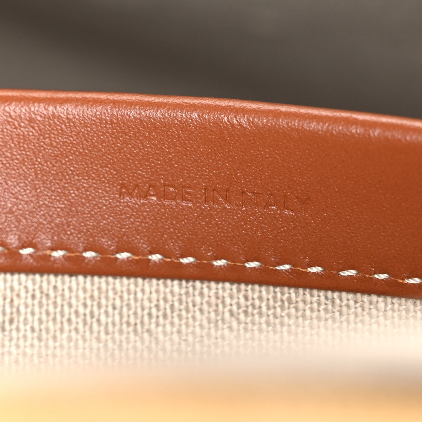 Canvas Calfskin Triomphe Large Cabas Thais Natural Tan