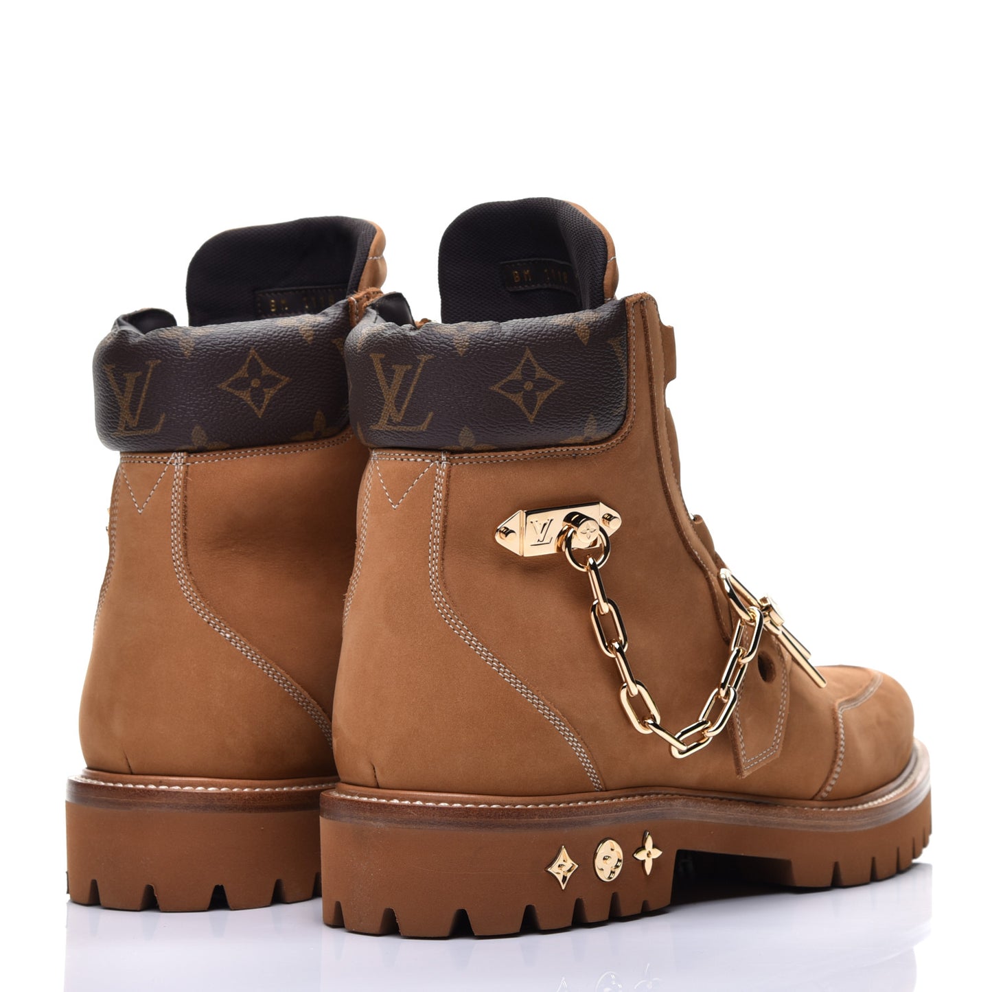 Suede Calfskin Monogram Mens Creeper Ankle Boots 9.5 Beige