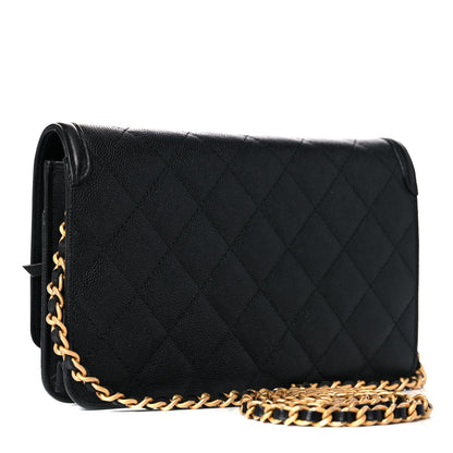 Chanel Caviar Quilted CC Filigree Wallet On Chain WOC Black 3 of 10