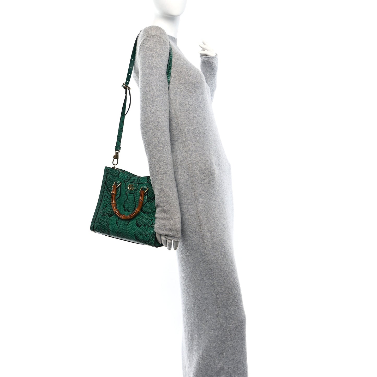 Snakeskin Small Diana Tote Bag Green