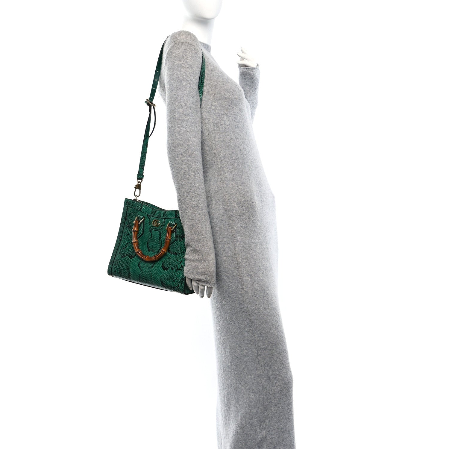 Gucci Snakeskin Small Diana Tote Bag Green 2 of 11