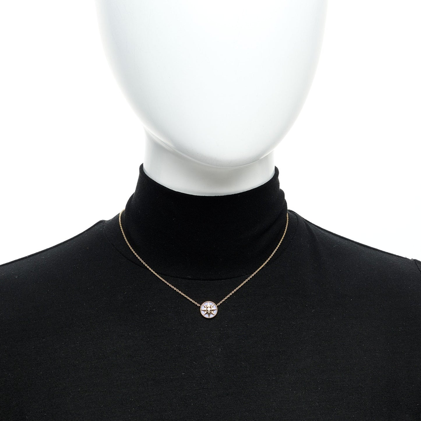 18K Yellow Gold Diamond Lapis Lazuli Rose Des Vents Necklace