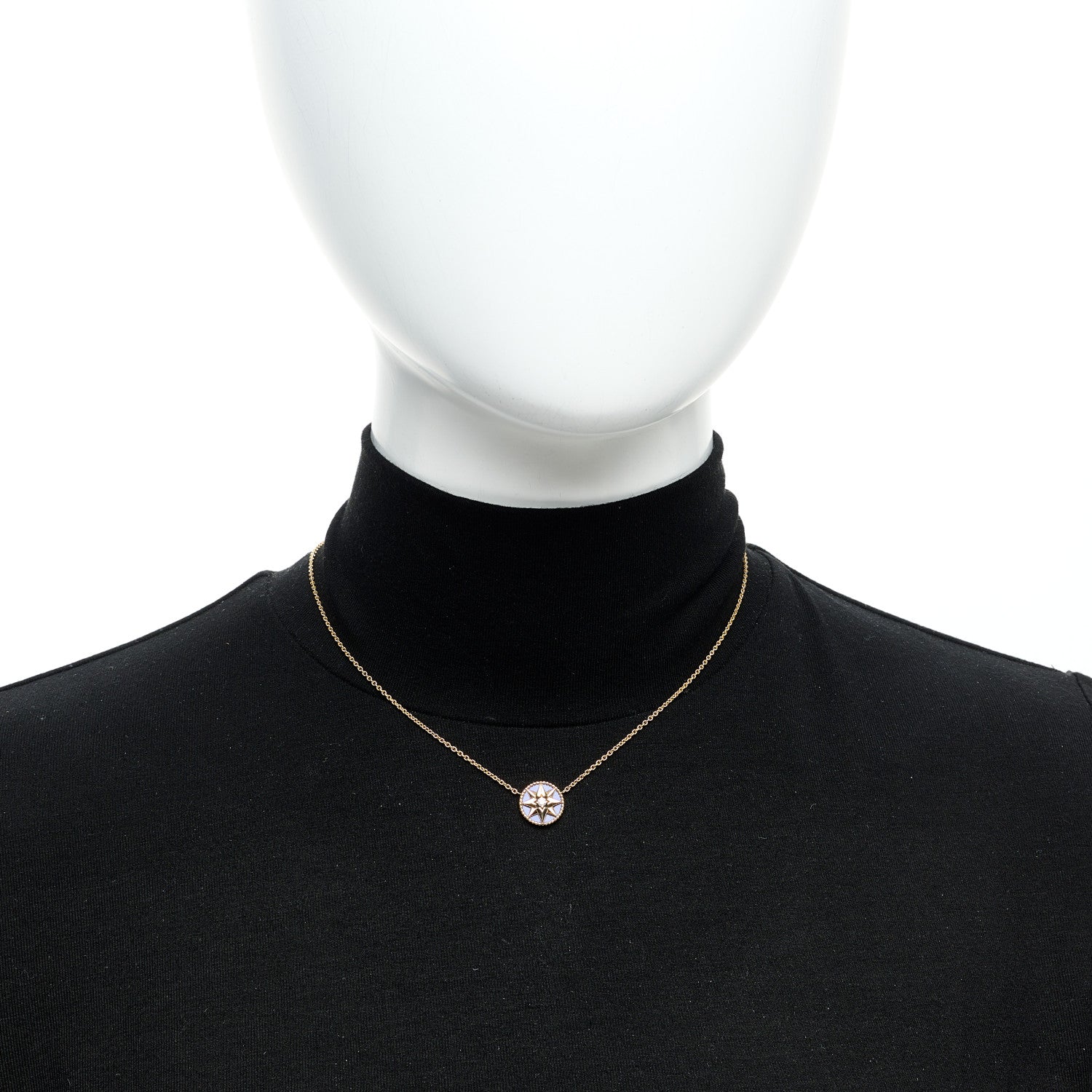 Christian Dior 18K Yellow Gold Diamond Lapis Lazuli Rose Des Vents Necklace 2 of 6