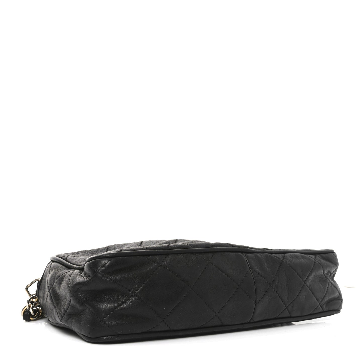 Lambskin Quilted Tassel Camera Case Black