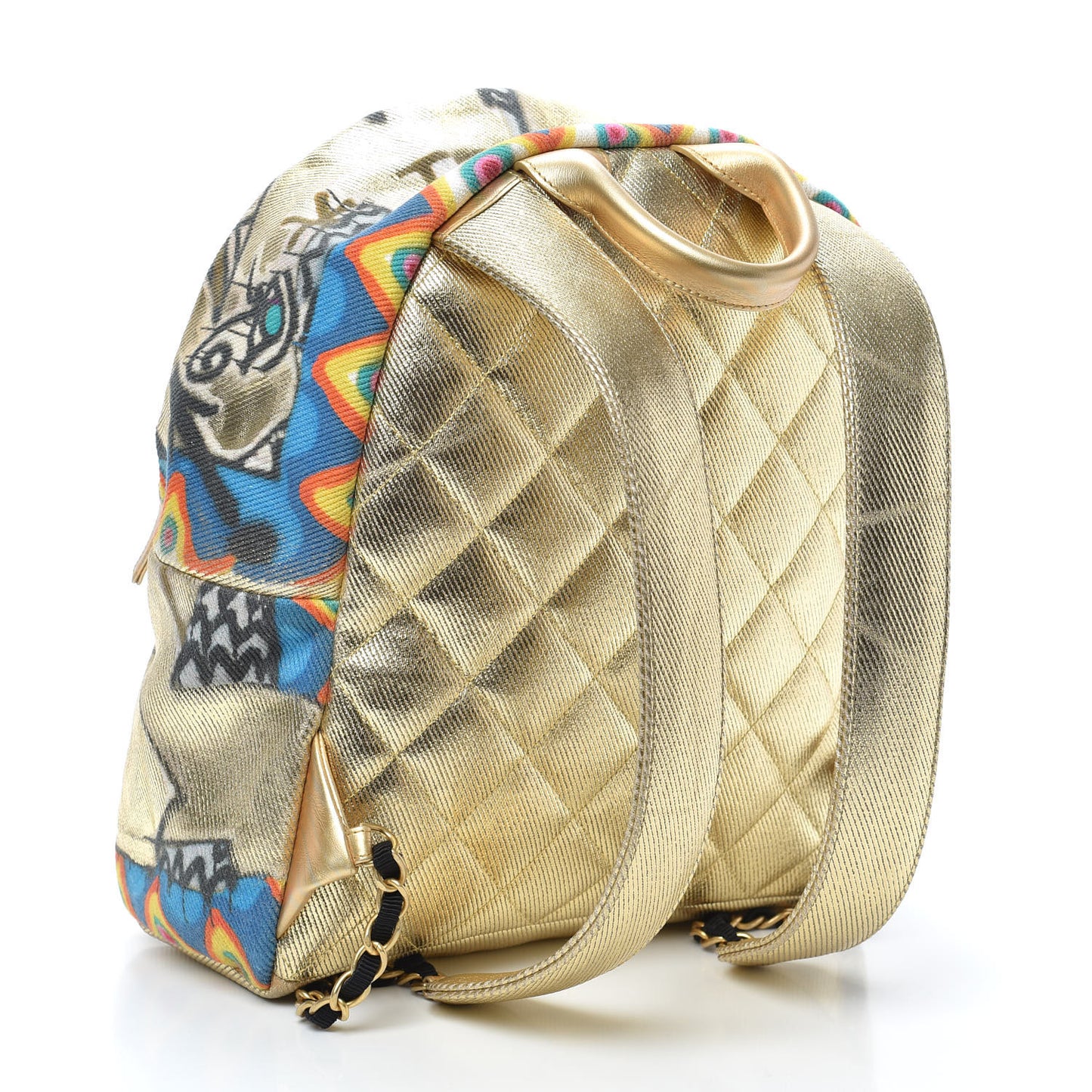 Graffiti Printed Canvas Street Spirit Backpack Multicolor