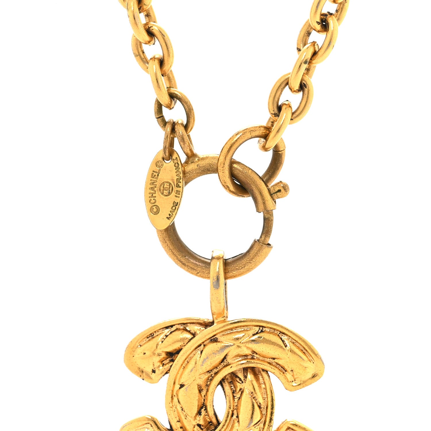 Chanel Metal Quilted CC Pendant Chain Necklace Gold 4 of 4