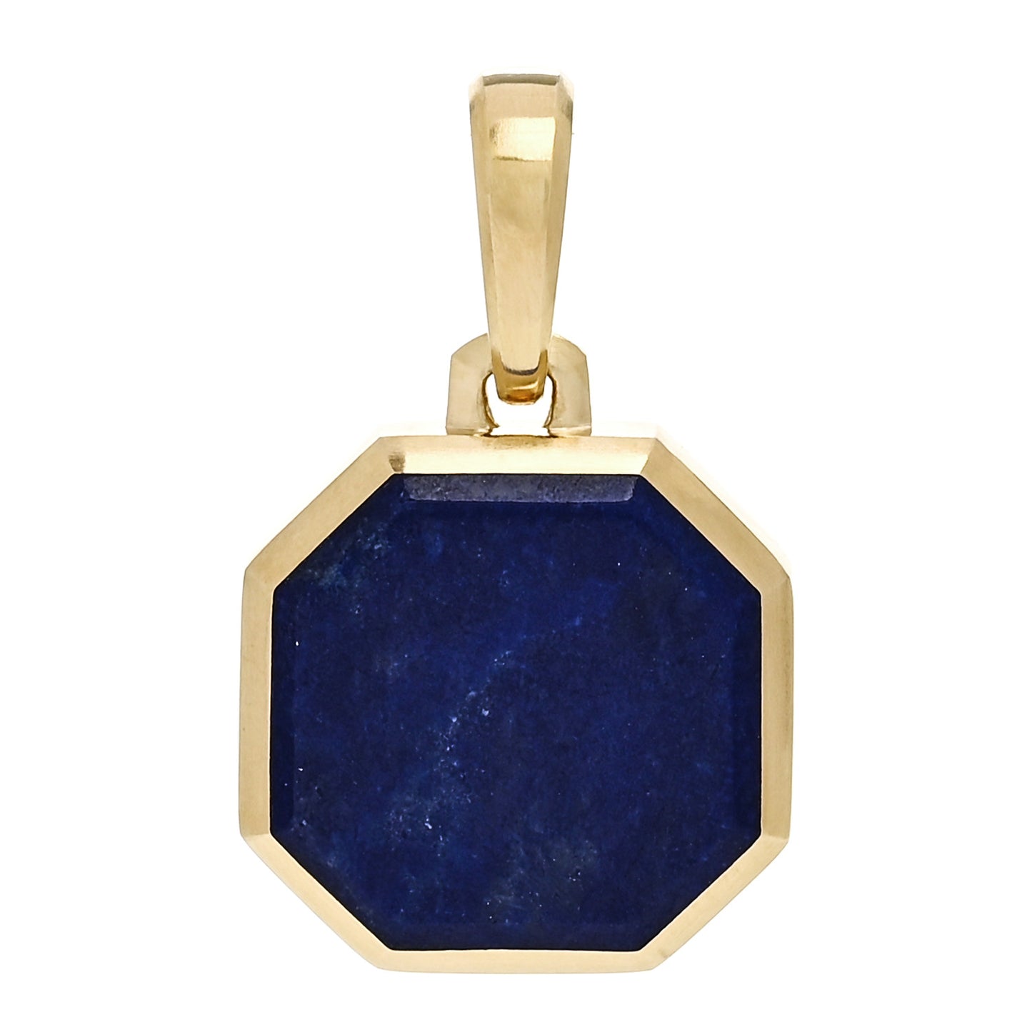18K Yellow Gold Lapis 16mm Faceted Amulet Pendant