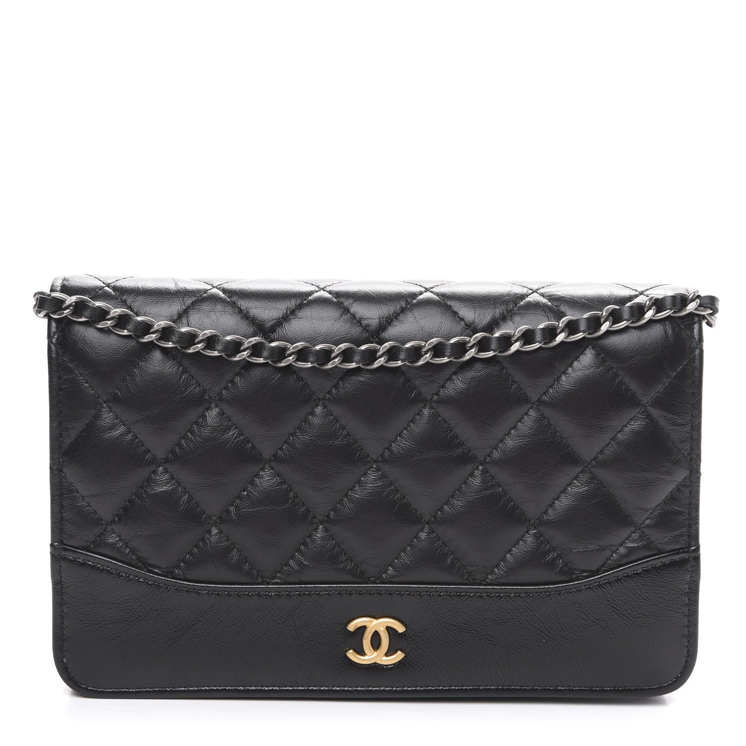 Chanel Aged Calfskin Quilted Gabrielle Wallet On Chain WOC Black 1 of 13