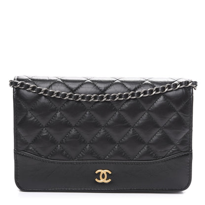 Chanel Aged Calfskin Quilted Gabrielle Wallet On Chain WOC Black 1 of 13