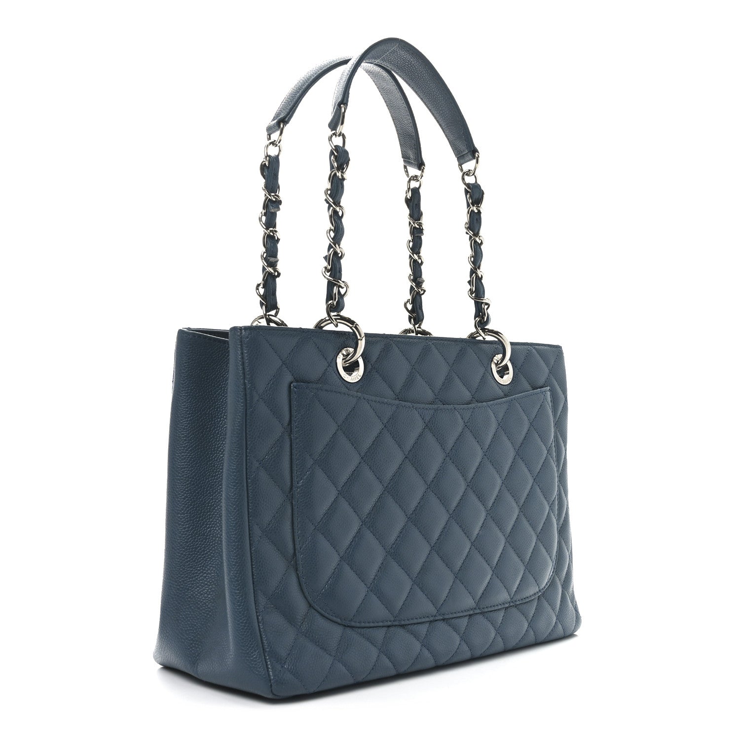 Chanel Caviar Quilted Grand Shopping Tote GST Dark Blue 3 of 10