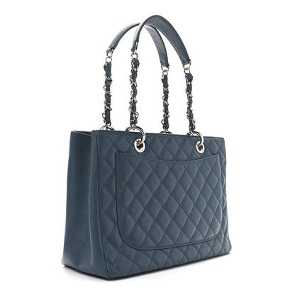Chanel Caviar Quilted Grand Shopping Tote GST Dark Blue 3 of 10