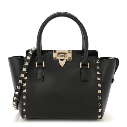 Valentino Garavani Vitello Mini Rockstud Double Handle Tote Black 1 of 9