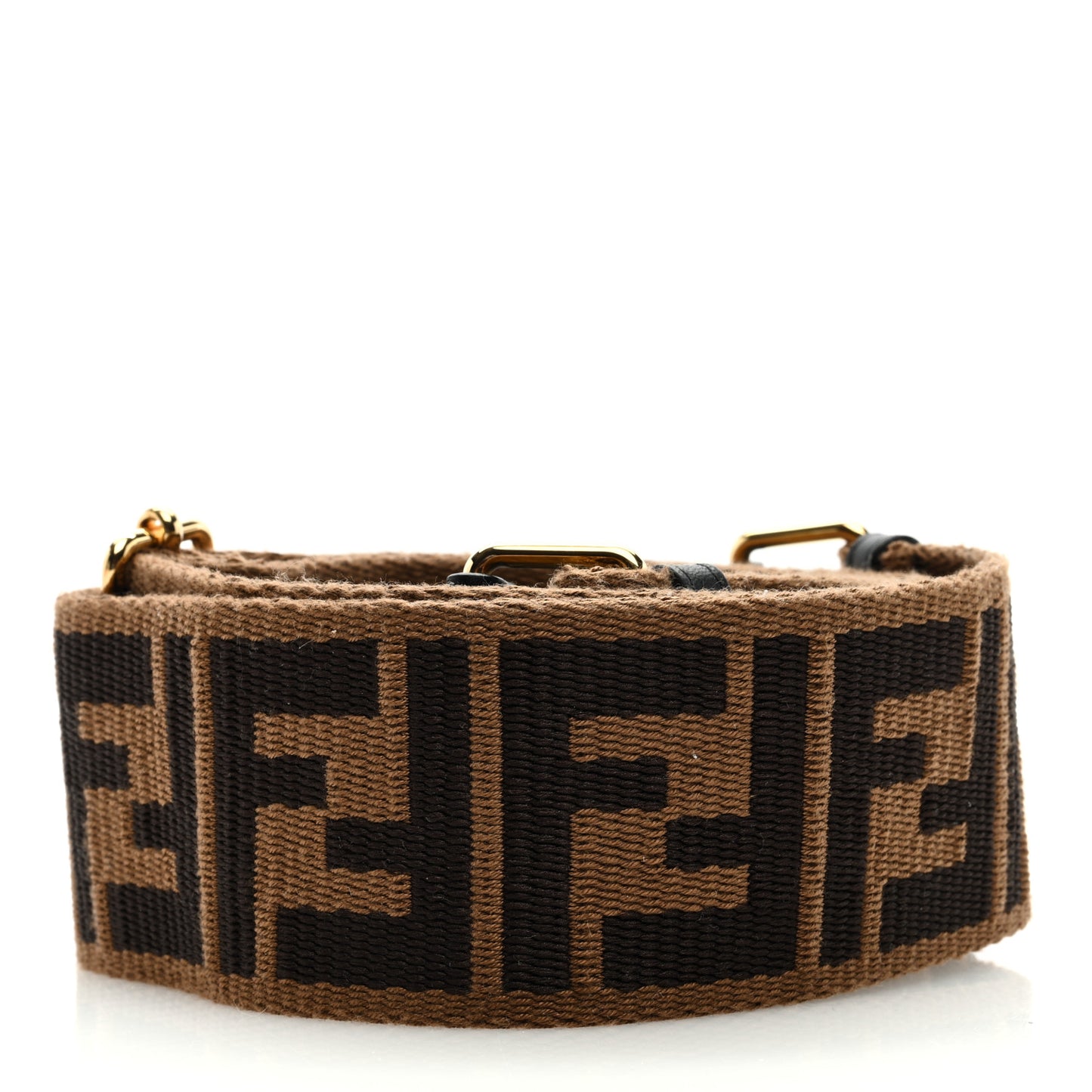 Jacquard Ribbon Vitello King FF Adjustable Strap You Fango Marrone Black