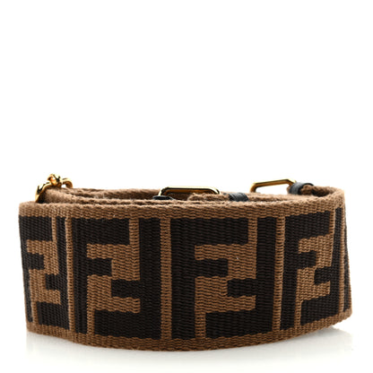 Fendi Jacquard Ribbon Vitello King FF Adjustable Strap You Fango Marrone Black 2 of 3